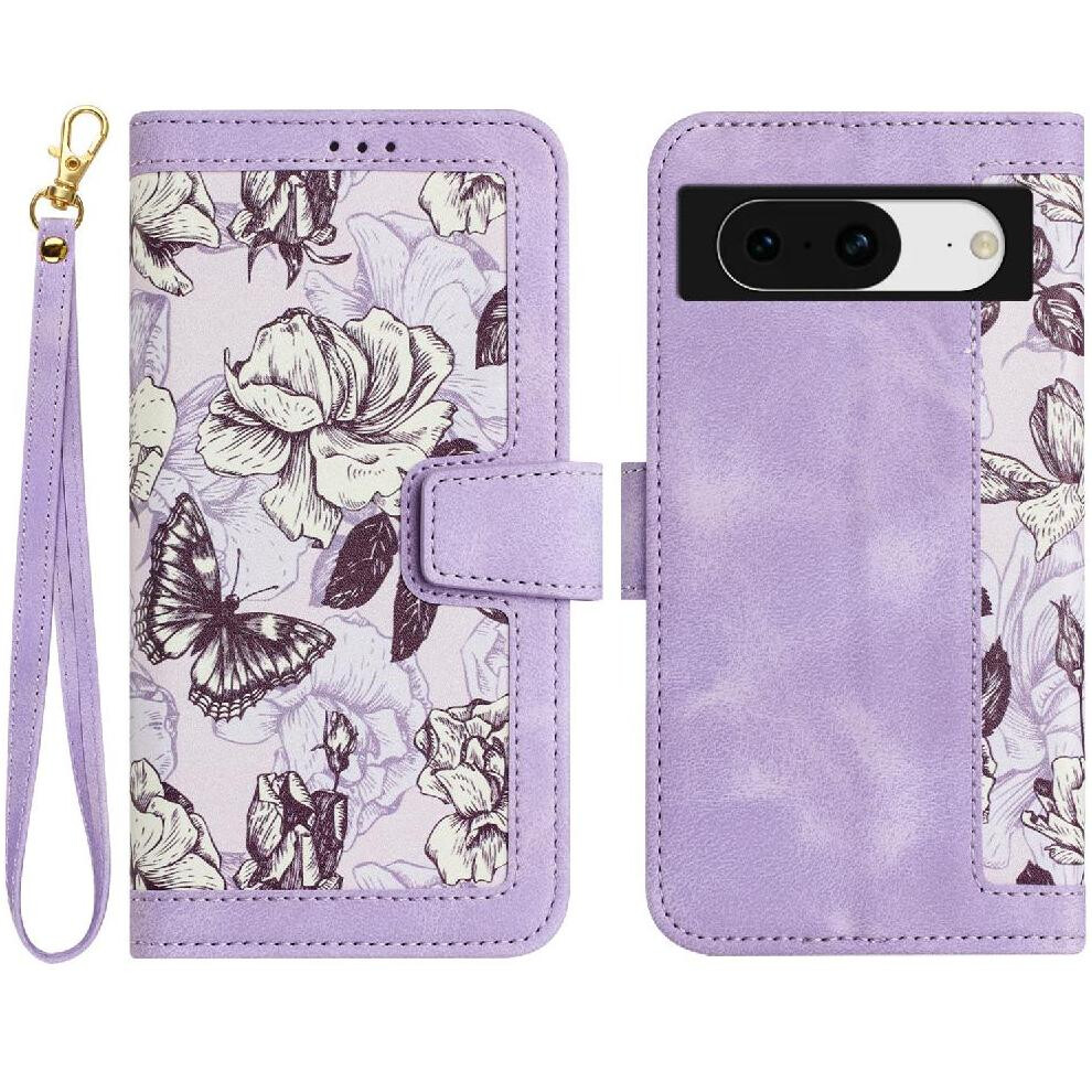 ( Violet) Wallet Case For Google Pixel 8A Anti Scratch Magnetic Closure Pu Leather Kickstand Card Holder Light 764544209540