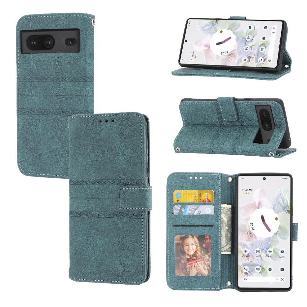 (Green) Flip Case For Google Pixel 8A Kickstand Magnetic Closure Pu Leather Shockproof Protective Wallet Case Green 764544210546