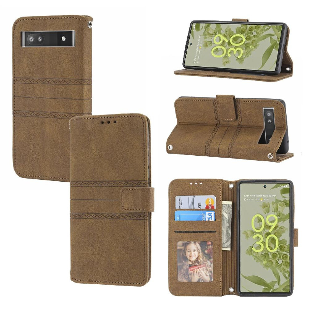 Gangxun (Brown) Flip Case For Google Pixel 7A Wallet Case Shockproof Protective Magnetic Closure Pu Leather Kickstand Brown