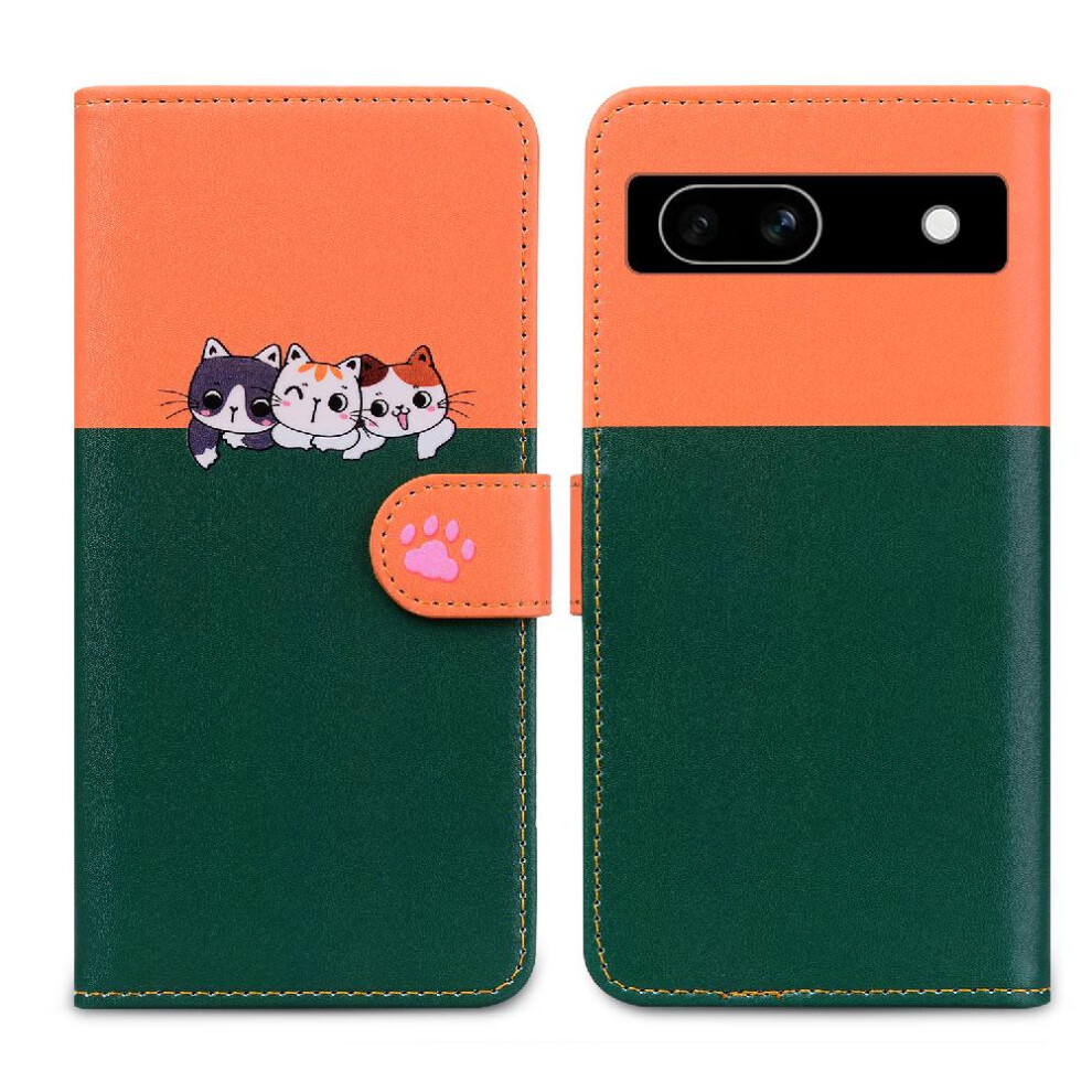 (Green) Case For Google Pixel 7A Leather Case Simple Business Flip Cover Wallet Shockproof Green 764544210829