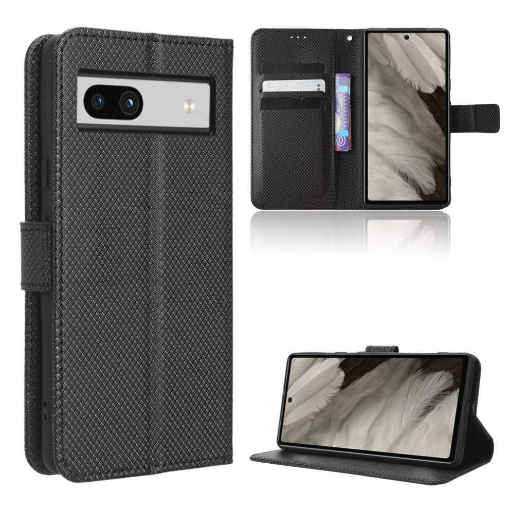 (Black) Case For Google Pixel 7A Kickstand Cover Card Holder Magnetic Wallet Black 764544210935