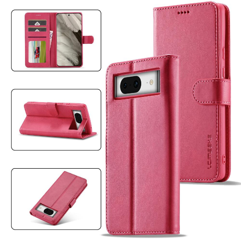 (Red) Case For Google Pixel 8A Card Slots Wallet With Holder Calf Texture Horizontal Flip Leather Case Red 764544210959