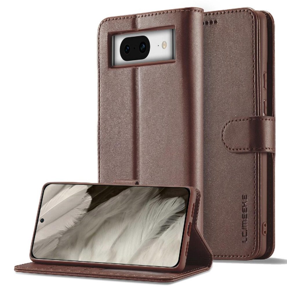 (Brown) Case For Google Pixel 8A Card Slots Wallet With Holder Calf Texture Horizontal Flip Leather Case Brown 764544210966