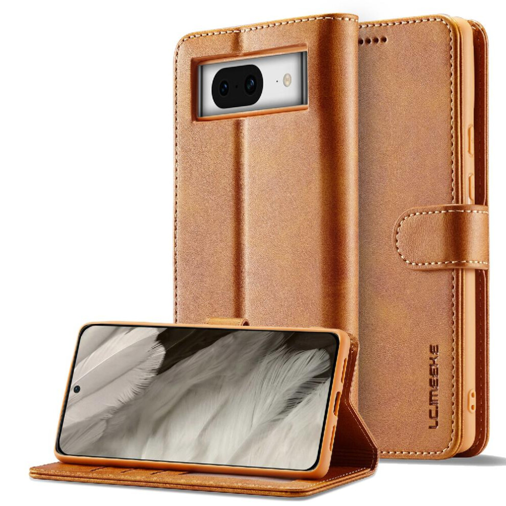 (Yellow) Case For Google Pixel 8A Card Slots Wallet With Holder Calf Texture Horizontal Flip Leather Case Yellow 764544210997