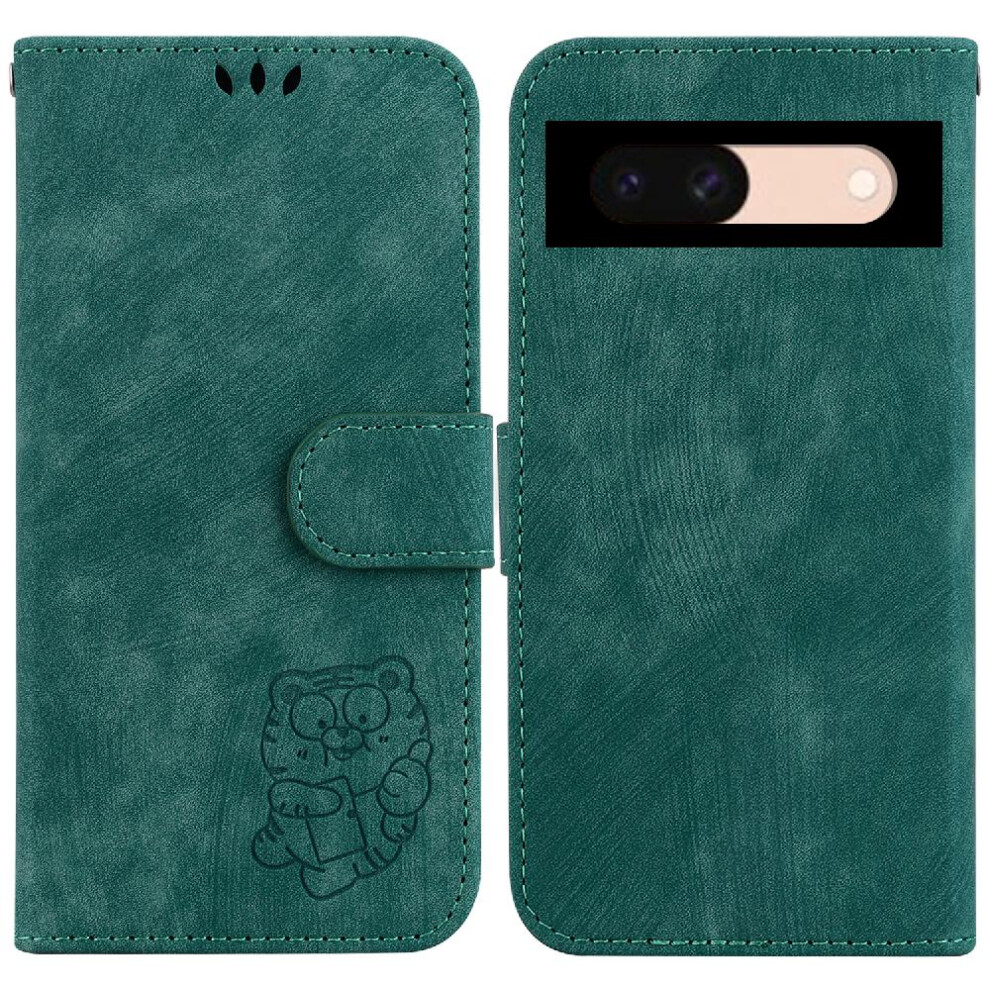 (Green) Case For Google Pixel 8A Embossed Cute Tiger Flip Folio Wallet Case Card Pocket Holder Cover Green 764544211390
