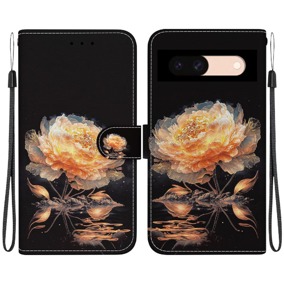(C2) Case For Google Pixel 8A Card Slots Magnetic Closure Butterfly Flower Painted Wallet Pu Leather 764544211291