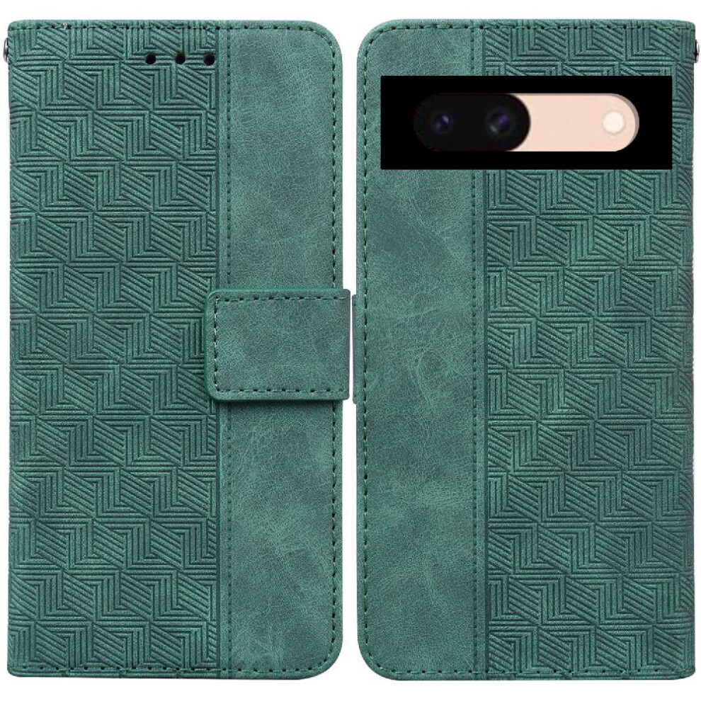(Green) Case For Google Pixel 8A Wallet Cover Flip Folio Premium Pu Leather Geometric Embossed Kickstand Feature Green 764544211581