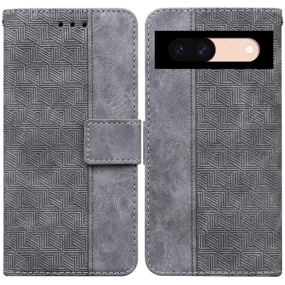 ( ) Case For Google Pixel 8A Wallet Cover Flip Folio Premium Pu Leather Geometric Embossed Kickstand Feature Gray 764544211567