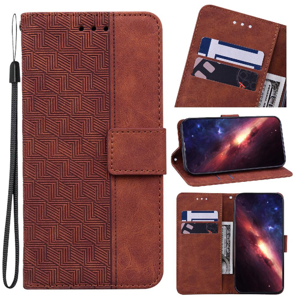 (Brown) Case For Google Pixel 8A Wallet Cover Flip Folio Premium Pu Leather Geometric Embossed Kickstand Feature Brown 764544211550