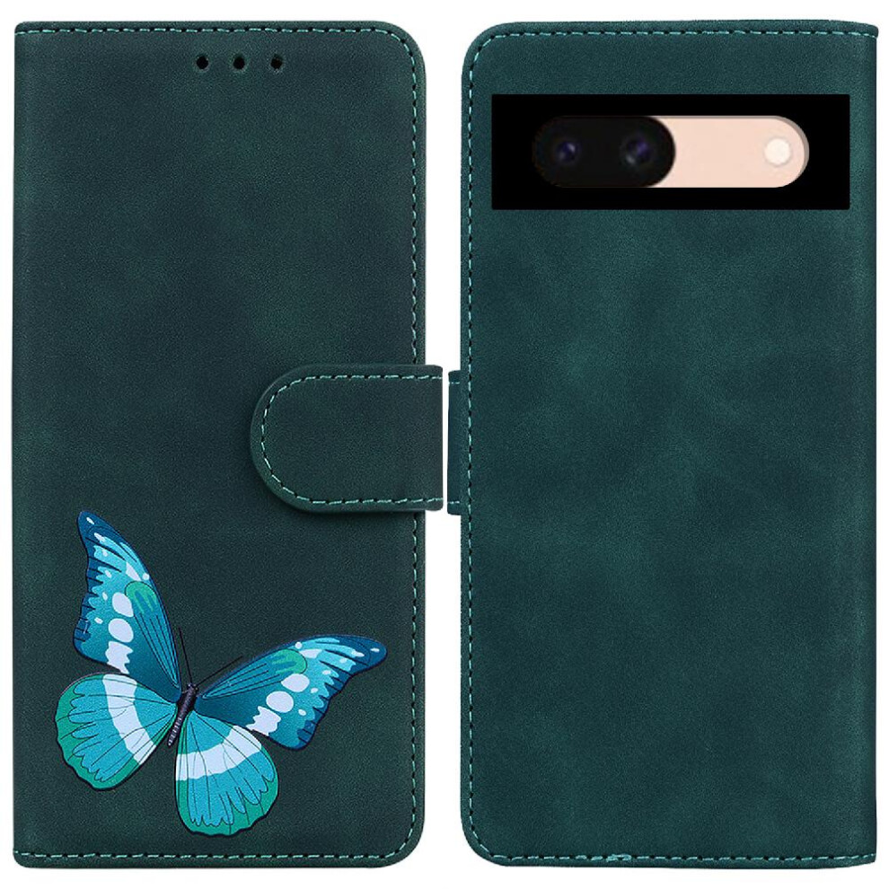 (Green) Case For Google Pixel 8A Wallet Butterfly Color Printed Flip Folio Cover Card Slots Green 764544211697