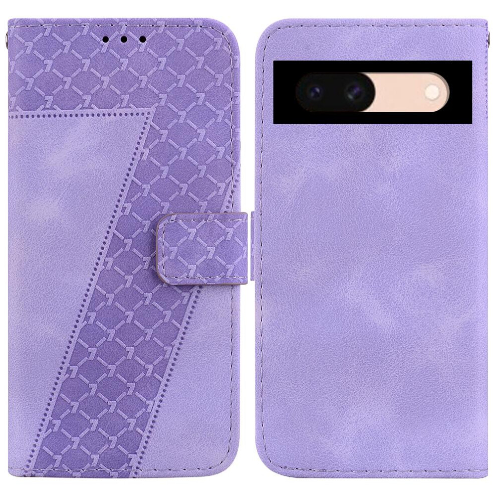 (Purple) Phone Case For Google Pixel 8A Flip Folio Cover Wallet Card Slot Function Embossed Pattern Pu Leather Purple 764544211802