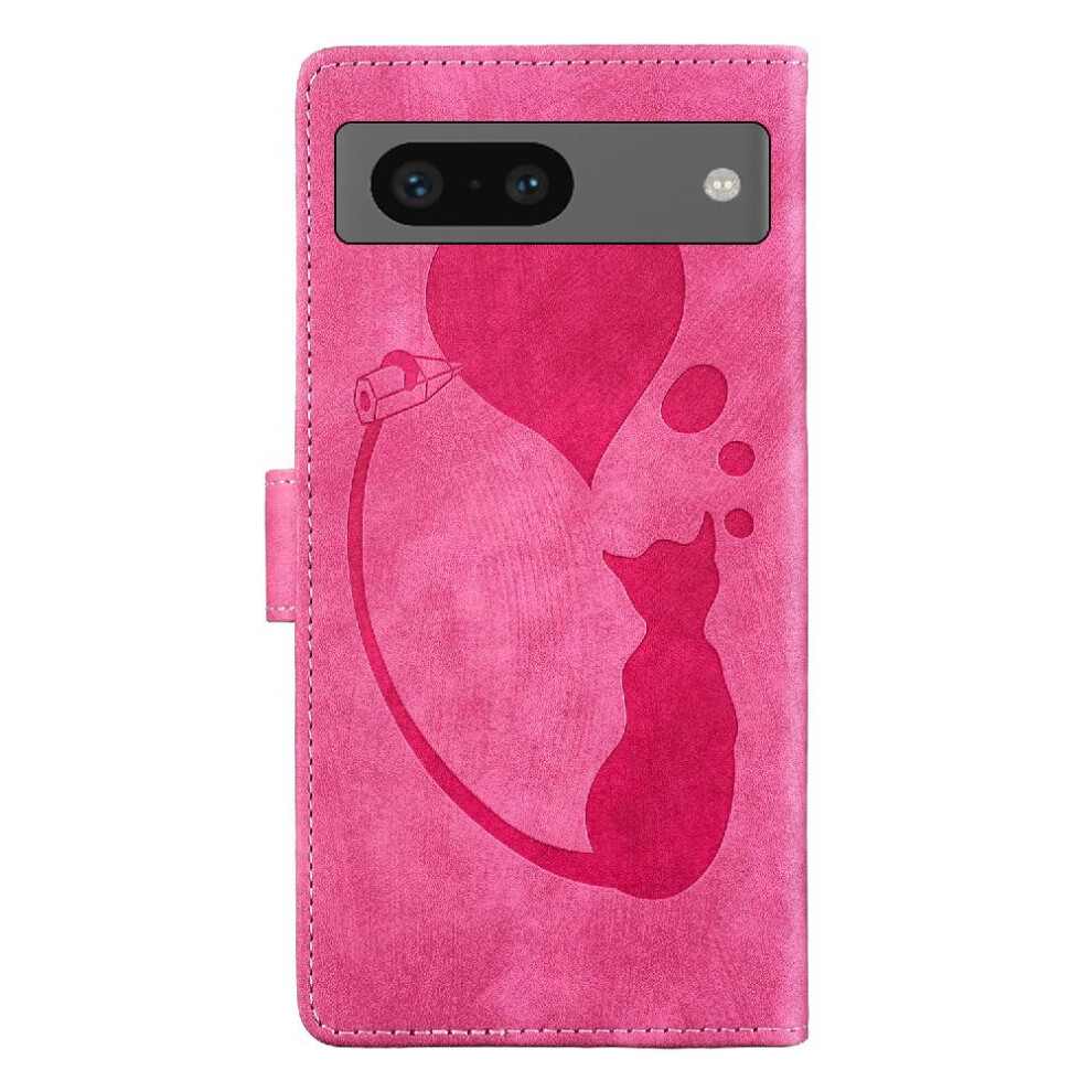 (Red) Case For Google Pixel 7A Wallet Case Flip Folio Embossed Cute Cat Card Pocket Holder Cover Red 764544212052