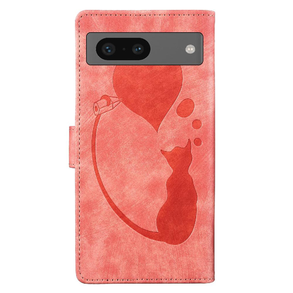 (Pink) Case For Google Pixel 7A Wallet Case Flip Folio Embossed Cute Cat Card Pocket Holder Cover Pink 764544212007