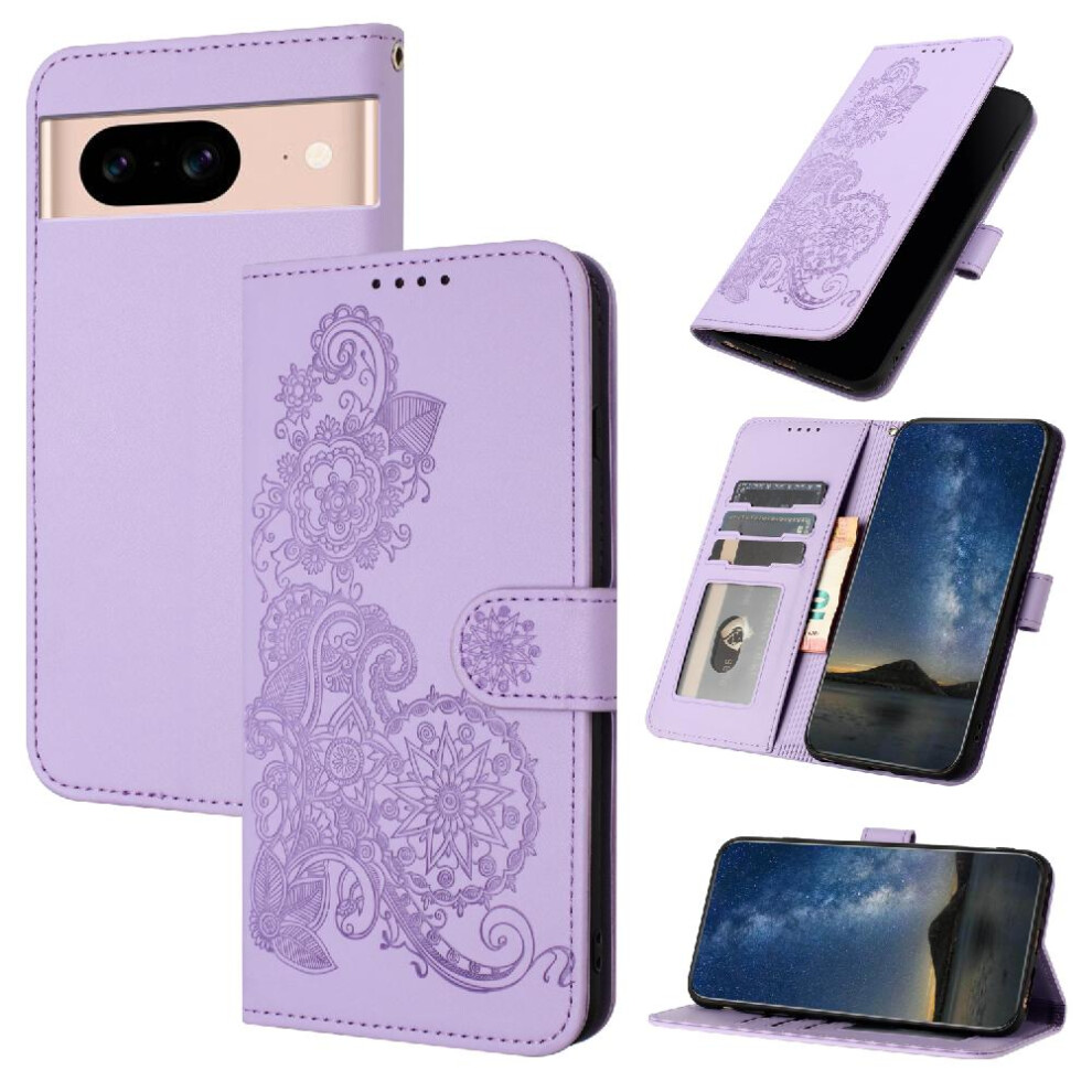 (Purple) Case For Google Pixel 8A Kickstand Protective With Card Slot Stand Flip Folio Book Pu Leather Magnetic Closure Purple 764544212793