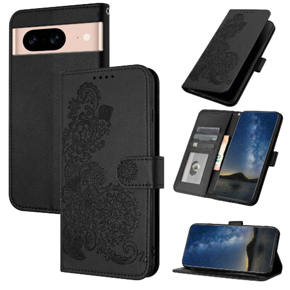 (Black) Case For Google Pixel 8A Kickstand Protective With Card Slot Stand Flip Folio Book Pu Leather Magnetic Closure Black 764544212847
