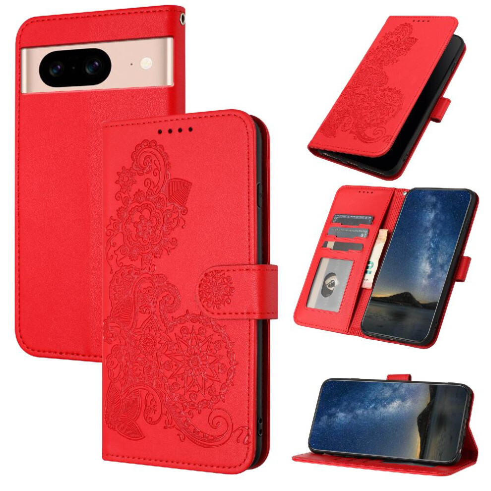 (Red) Case For Google Pixel 8A Kickstand Protective With Card Slot Stand Flip Folio Book Pu Leather Magnetic Closure Red 764544212809