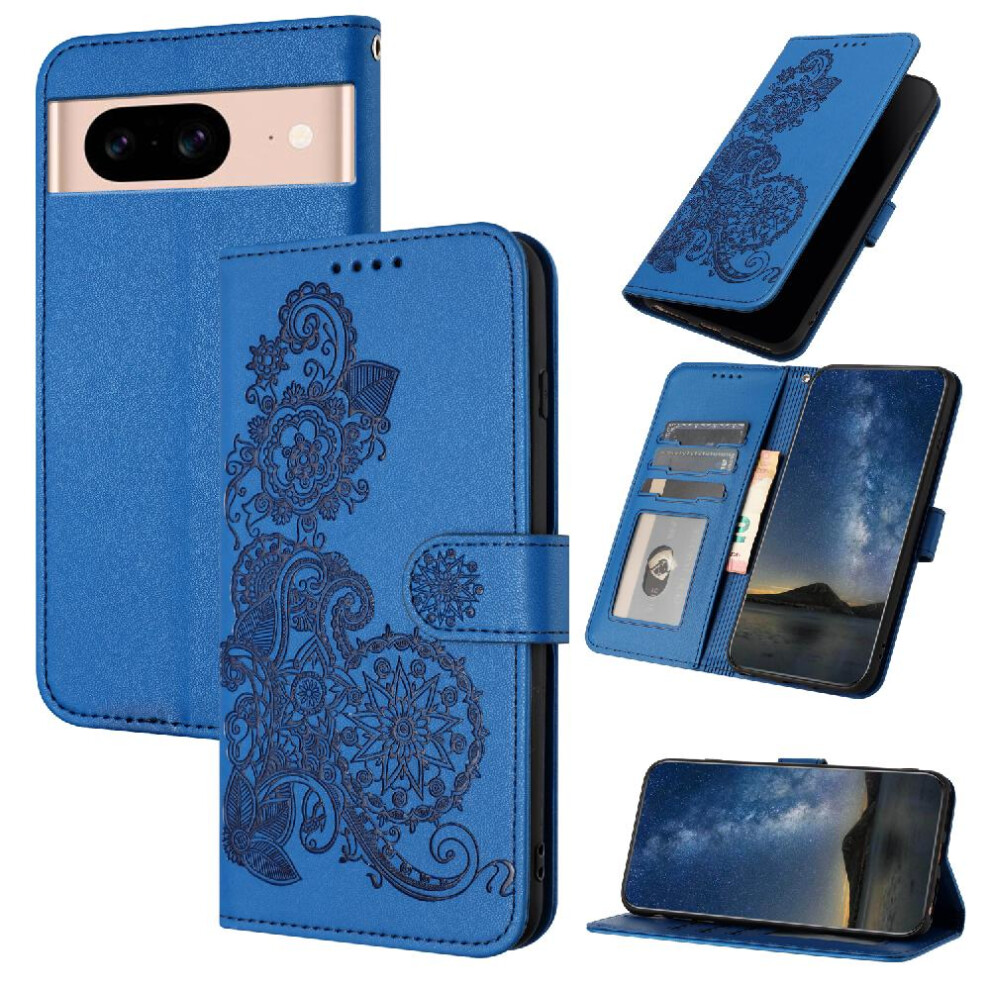 (Blue) Case For Google Pixel 8A Kickstand Protective With Card Slot Stand Flip Folio Book Pu Leather Magnetic Closure Blue 764544212786