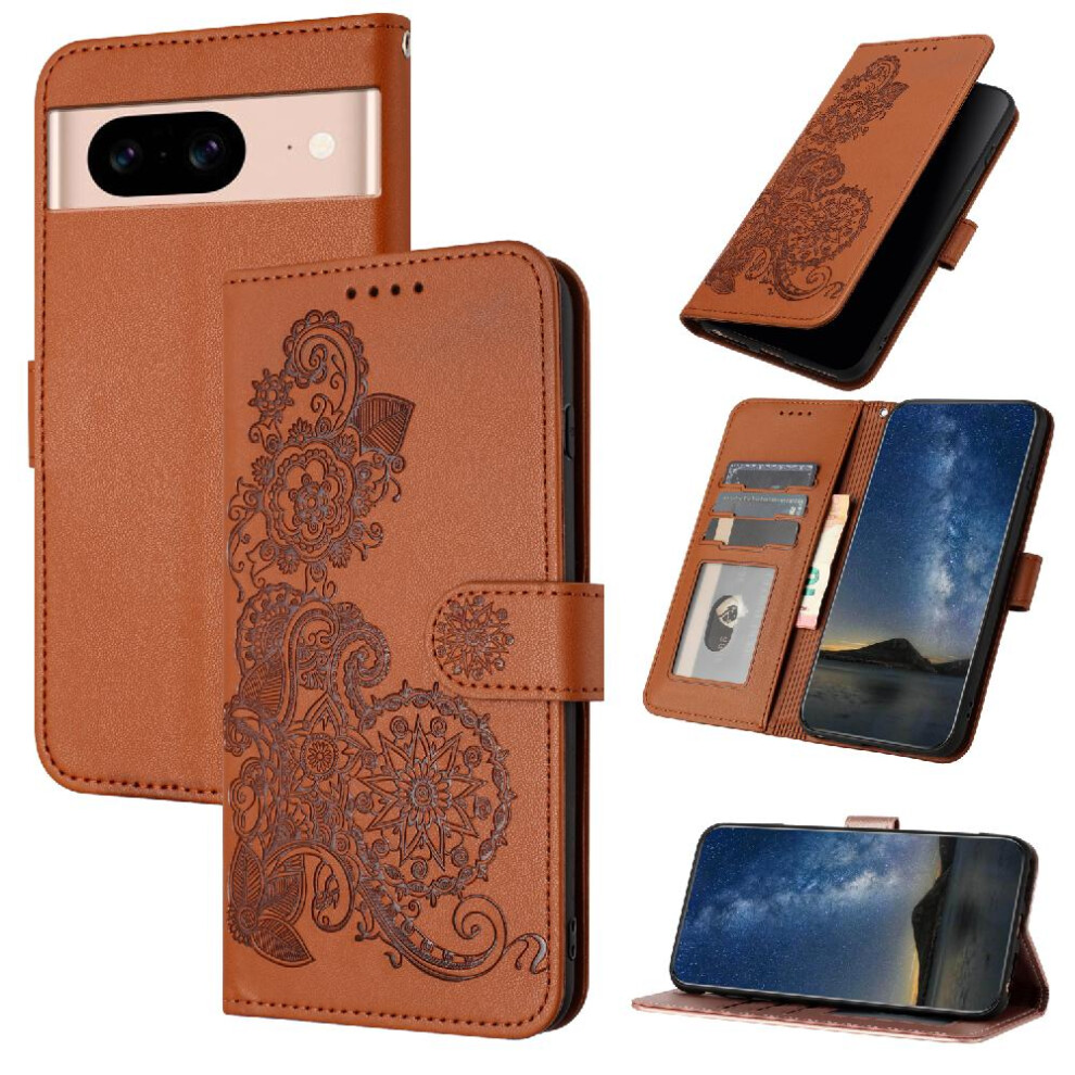 (Brown) Case For Google Pixel 8A Kickstand Protective With Card Slot Stand Flip Folio Book Pu Leather Magnetic Closure Brown 764544212816