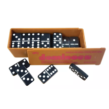 New Double Six Dominoes with Spinners in the Box with Slide Lid Black Dominos