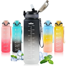 SEASEVEN 1L Water Bottle with Straw,Plastic Drinks Bottle,1 Litre