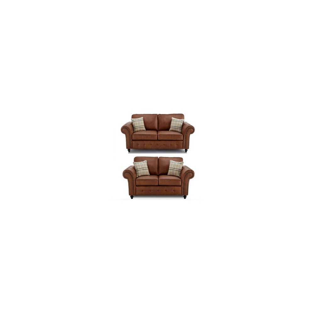 Snugg Furniture (3+2 Seater, ) Swiss Suede Leather 3 Seater And 2 Seater Sofa Brown
