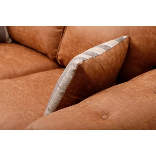 Snugg Furniture (Brown) Swiss Suede Leather Corner Sofa 2