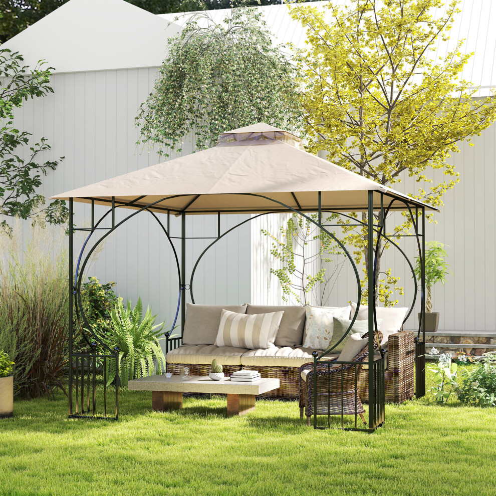 Outsunny Gazebo Canopy Replacement Cover 3 x 3(m) 2-Tier Roof Top for Garden