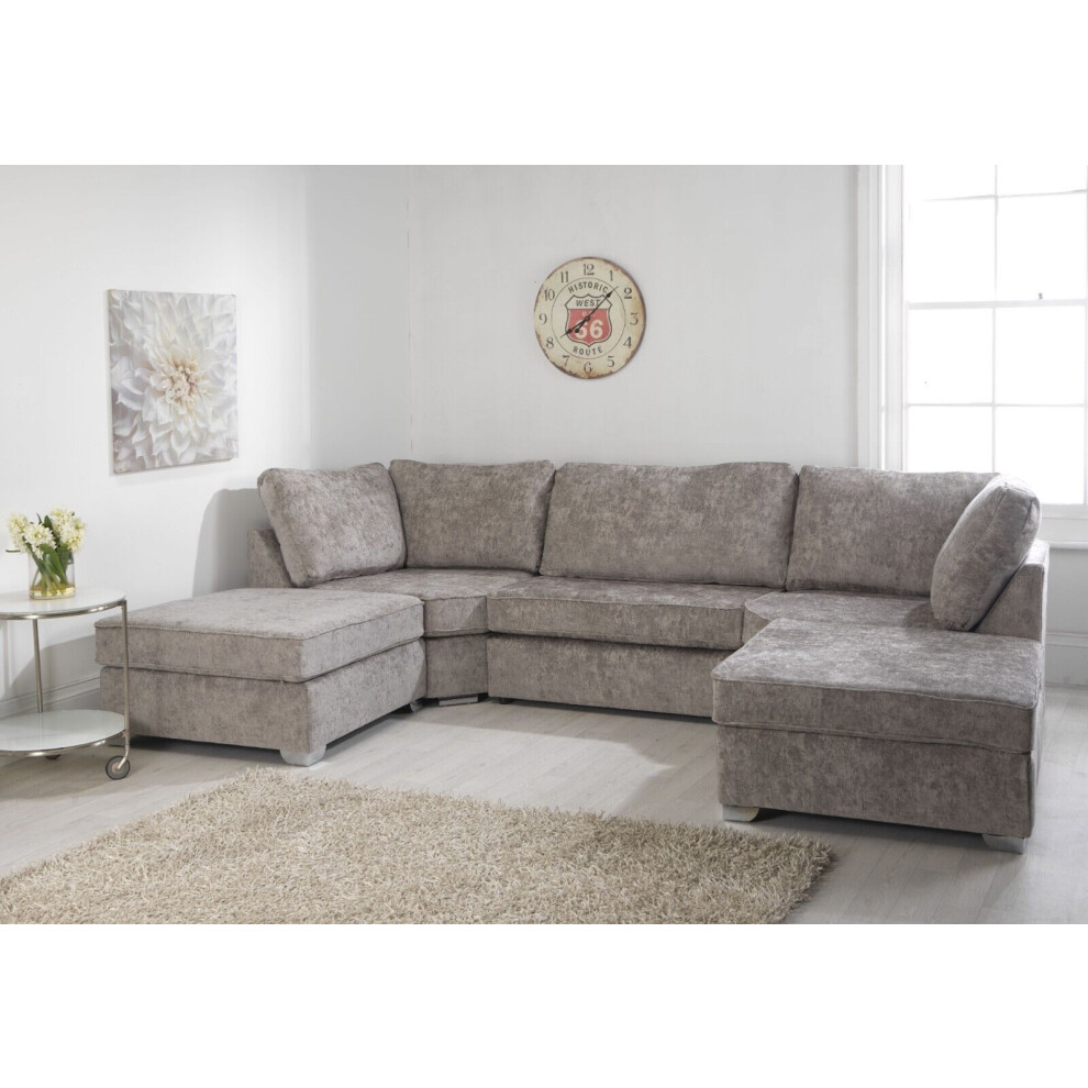 (Full Back) Alaska U-Shaped Sofa Reversible Footstool Truffle