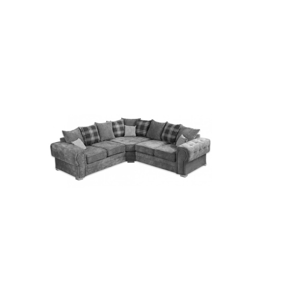 Furniture 786 Verona Scatter Back 2C2 Corner Sofa Chenille Fabric Grey