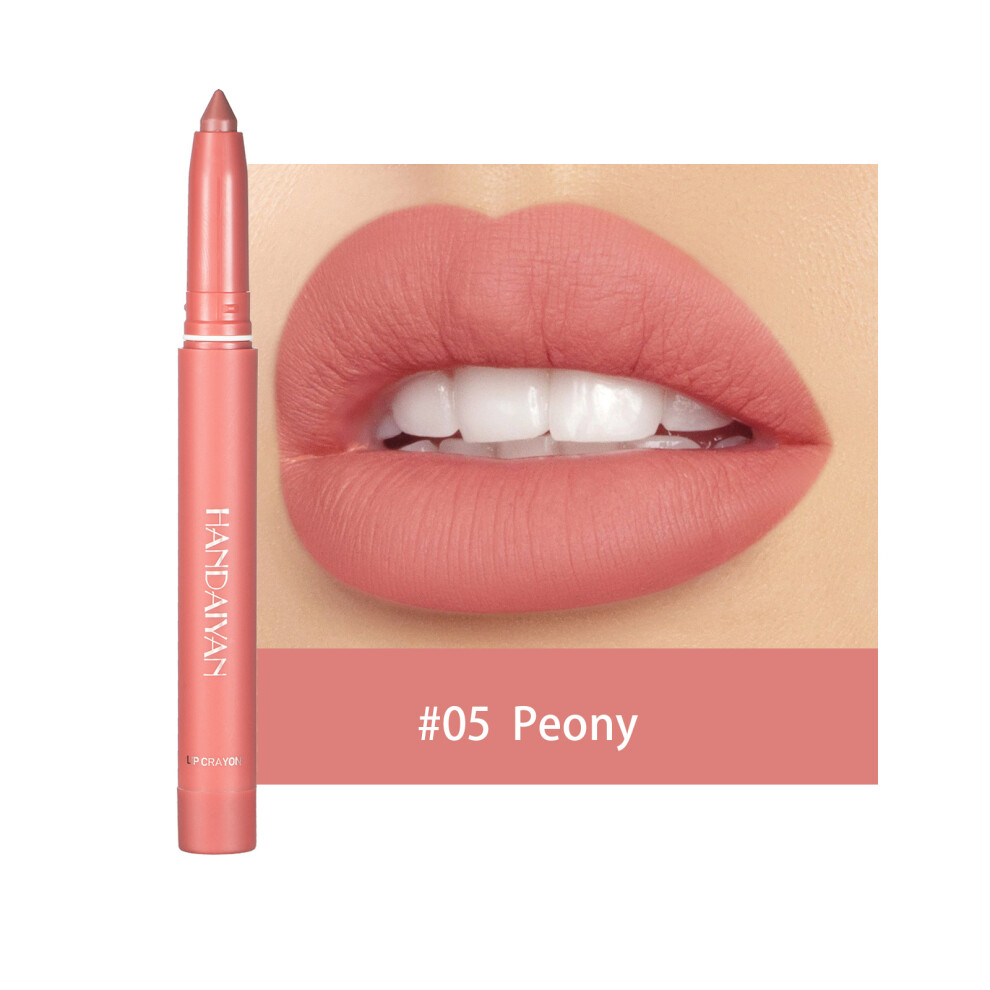 (#05 Peony, 1pcs) Waterproof Matte Lipstick & Liner Crayon Pen - High Pigment, All-Day Long-Lasting, Smudge-Proof
