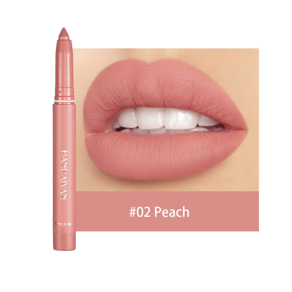 (#02 Peach, 1pcs) Waterproof Matte Lipstick & Liner Crayon Pen - High Pigment, All-Day Long-Lasting, Smudge-Proof