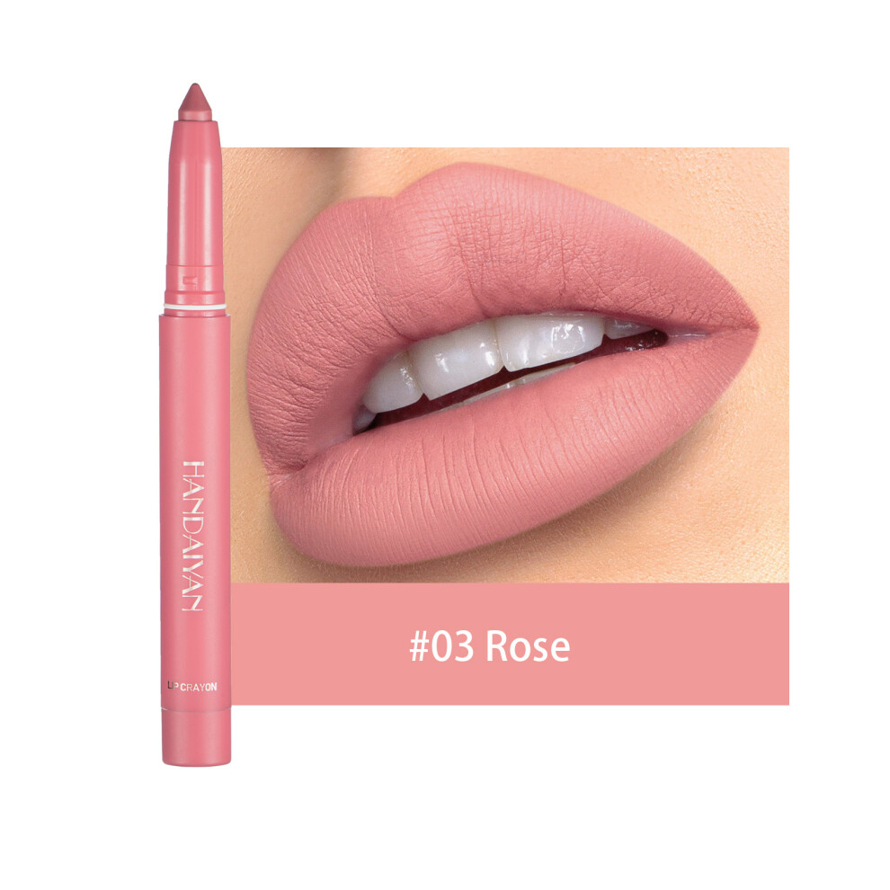 (#03 Rose, 1pcs) Waterproof Matte Lipstick & Liner Crayon Pen - High Pigment, All-Day Long-Lasting, Smudge-Proof