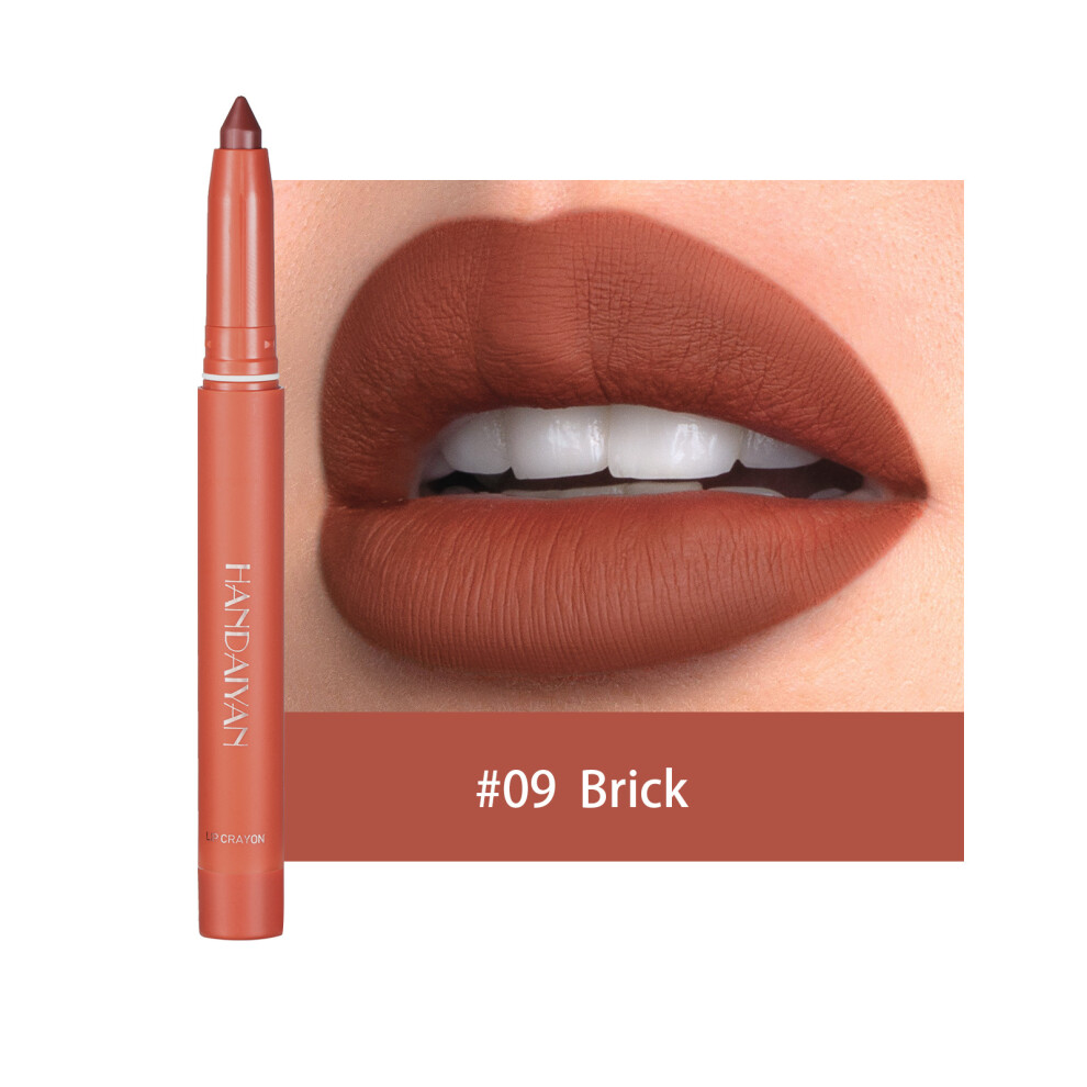 (#09 Brick, 1pcs) Waterproof Matte Lipstick & Liner Crayon Pen - High Pigment, All-Day Long-Lasting, Smudge-Proof