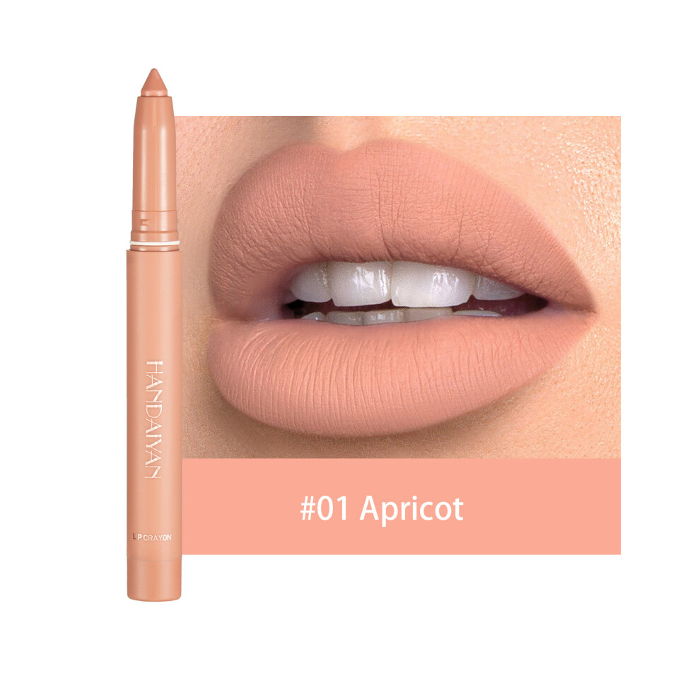 (#01 Apricot, 1pcs) Waterproof Matte Lipstick & Liner Crayon Pen - High Pigment, All-Day Long-Lasting, Smudge-Proof