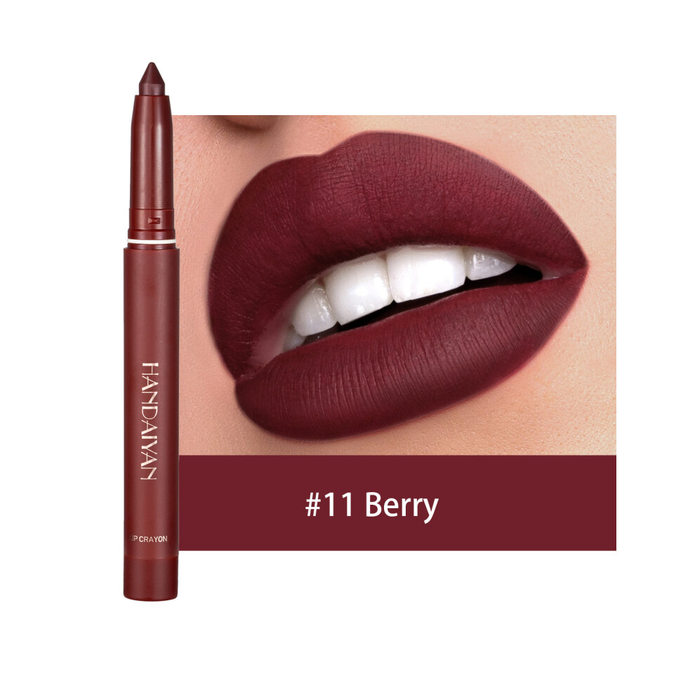 (#11 Berry, 1pcs) Waterproof Matte Lipstick & Liner Crayon Pen - High Pigment, All-Day Long-Lasting, Smudge-Proof