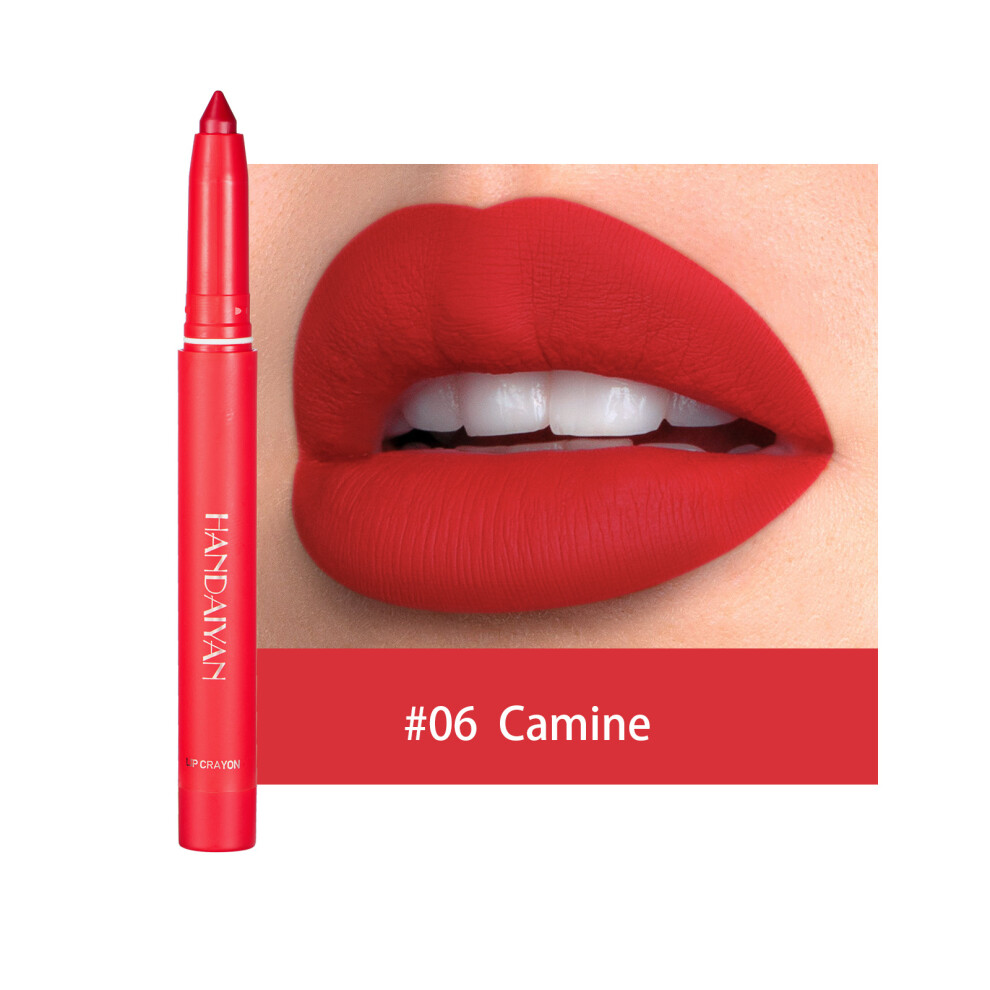 (#06 Camine, 1pcs) Waterproof Matte Lipstick & Liner Crayon Pen - High Pigment, All-Day Long-Lasting, Smudge-Proof