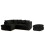Furniture 786 (Left Hand Facing Corner Black) Chicago Jumbo Cord Corner Sofa With Footstool 1