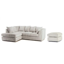 (Left Hand Facing Corner Ivory) Chicago Jumbo Cord Corner Sofa With Footstool