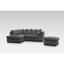 (Left Hand Facing Corner Grey) Chicago Jumbo Cord Corner Sofa With Footstool