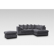 (Right Hand Facing Corner Grey) Chicago Jumbo Cord Corner Sofa With Footstool