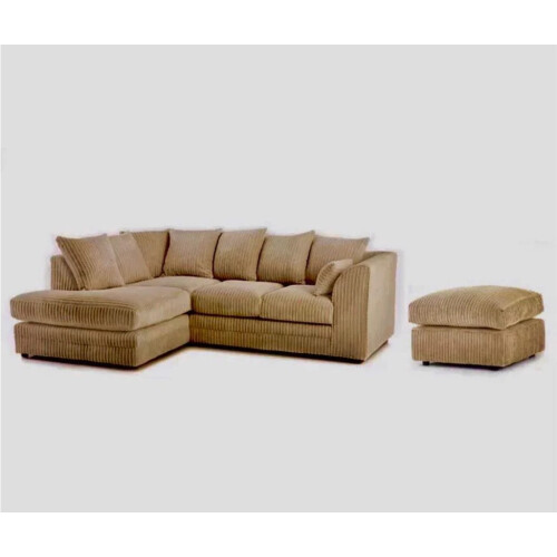 Furniture 786 (Left Hand Facing Corner Coffee) Chicago Jumbo Cord Corner Sofa With Footstool