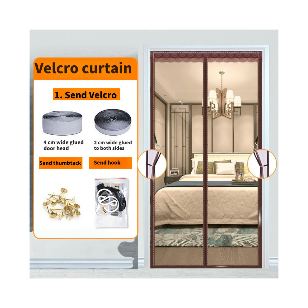 (coffee, 155x225cm(61x88inch)) Magnetic mosquito net door, insect repellent curtains for French doors to prevent mosquitoes and other pests, quick ins