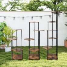 (6 Tiers) Metal Plant Stand Indoor Corner Shelf for Multiple Plants, Space-Saving Flower Stand for Living Room, Balcony, Garden, Bedroom