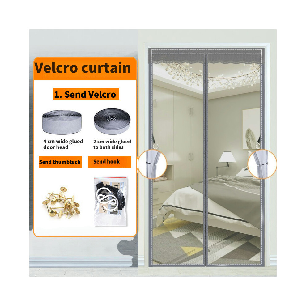 (Grey, 110x180cm(43x70inch)) Magnetic mosquito net door, insect repellent curtains for French doors to prevent mosquitoes and other pests, quick installation. - Grey