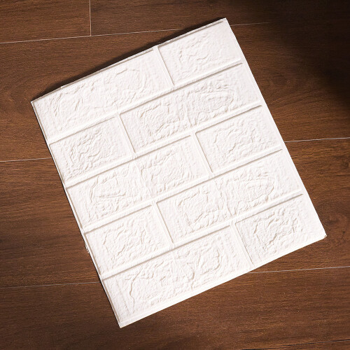Living And Home 15PCS Self-Adhesive 3D Wall Panels Wallpaper with Brick Effect, White 2