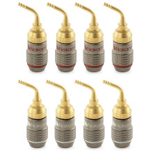 (8 Pcs (4-Pairs)) Nakamichi FanLock Excel Series 24k Gold Plated 2mm Pin Plug Banana 10 - 18 AWG Gauge 4mm for Spring Clip Speakers Hi-Fi Wire Cable Connector
