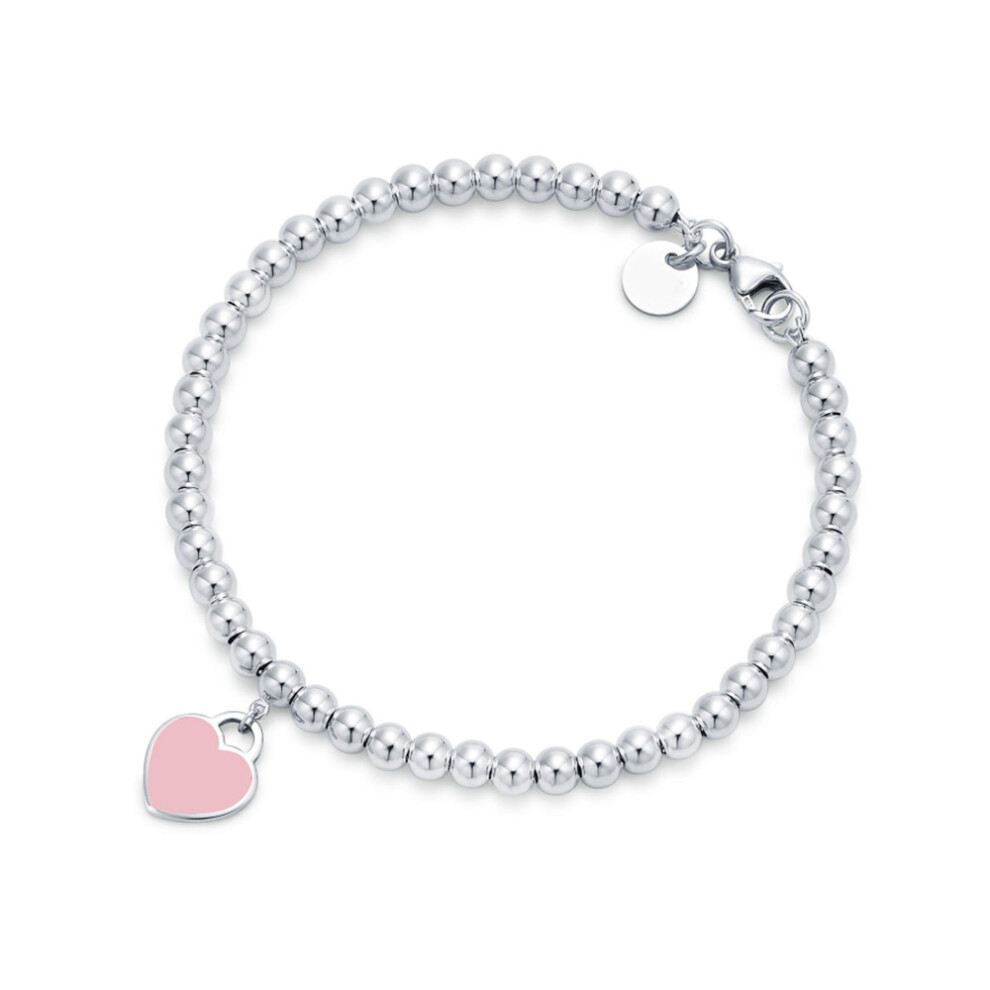 (Pink, 16cm) Return to Tiffany Tiffany Blue Heart Tag Bead Bracelet