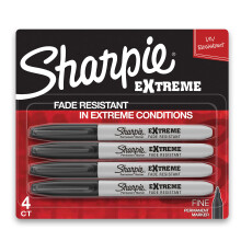 Sharpie Extreme Fine Point – Marqueurs permanents noirs, lot de 4, résistants UV et intempéries