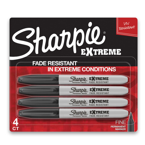 SHARPIE Extreme Permanent Markers  Fine Point  Black  4 Count
