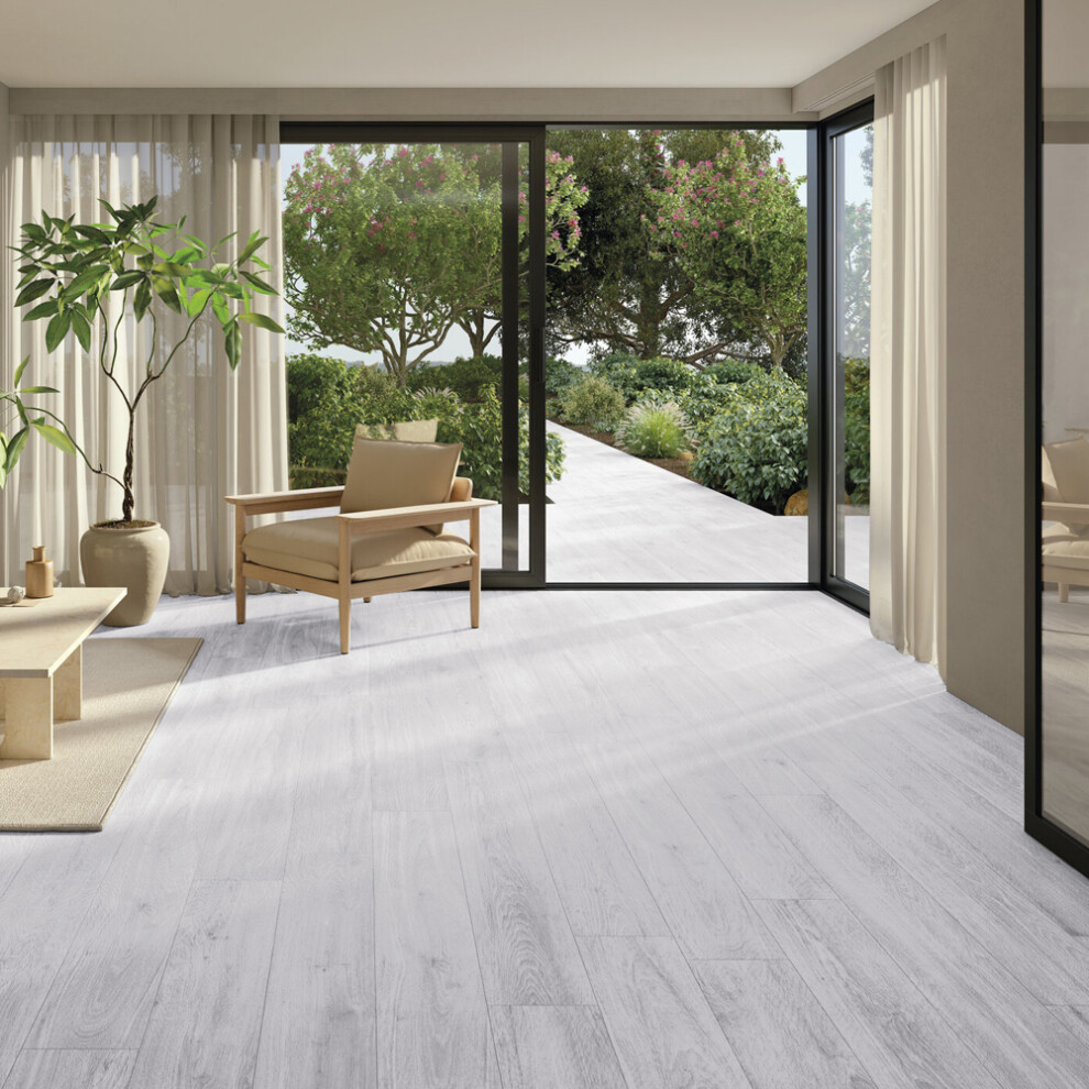 72Pcs White Grey Wood Grain Self Adhesive Waterproof PVC Flooring